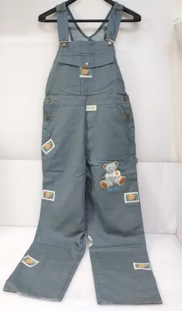 미사용 핑크하우스 곰 베어 프린트 와펜 오버롤 하자품