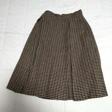 체크 무늬 플리츠 큐롯 스커트 무릎 기장