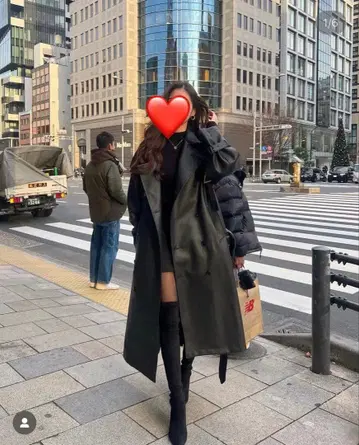 인조 가죽 트렌치코트 허리 벨트 포함 the toe