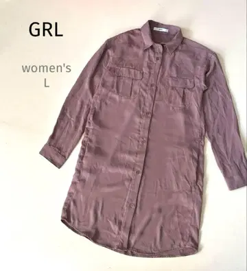 GRL 더스티 핑크 브라운 긴팔 셔츠 원피스 L