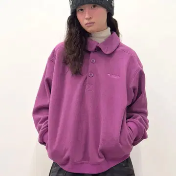 TYPESERVICE Buttoned Fleece Top [Pink]