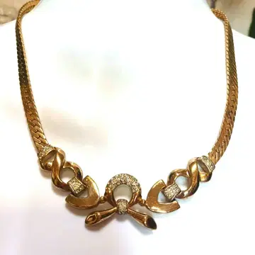 [PANNETA ] 골드 체인 리본 목걸이 빈티지