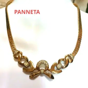 [PANNETA ] 골드 체인 리본 목걸이 빈티지