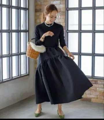 bluelea 자카드 스커트 블랙 38