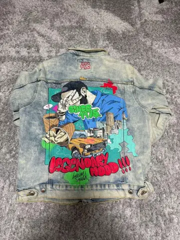 자라 ZARA 데님 자켓 G 백 프린트 XL 빅 실루엣