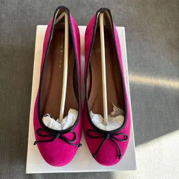 미사용 새상품 핑크 발레 슈즈 리본 포함 낮은 힐