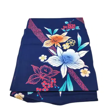 꽃무늬 네이비 컬러 유카타 면 옷감 리메이크 핸드메이드 기모노 오비