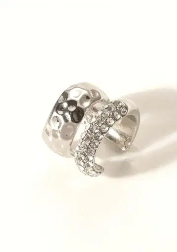 더블 레이어 이어커프 실버