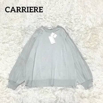 CARRIERE 소매 버튼 짜임 절개 니트 풀오버 QVC 그레이지 L