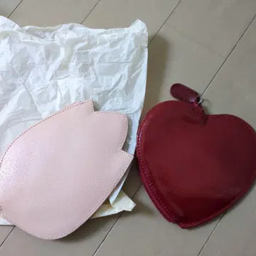 FURLA 하트 튤립 형 코인 케이스 빨간색 핑크