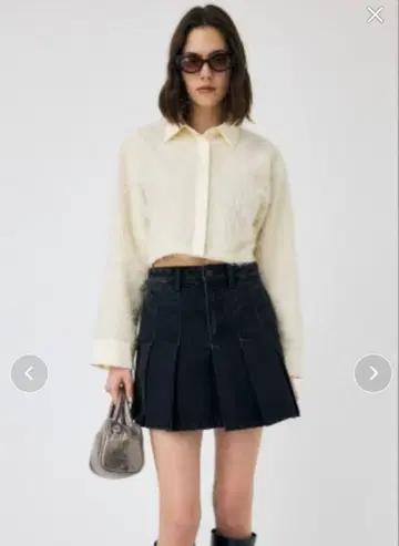 PLEATED DENIM 미니 스커트