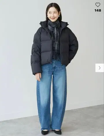 심리스 다운 숏 자켓 M 사이즈 블랙