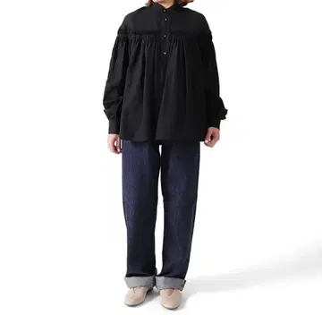 Scye 사이/린넨 고밀도 턱 개더 블라우스 size 38