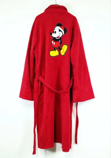 1990s 미키 펠트 패치워크 파일 가운 빨간색 디즈니 구제 의류
