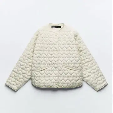 완판 미사용 ZARA 하트 퀼팅 자켓 화이트 L 택 포함
