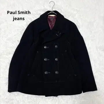 새상품급 폴스미스 피 코트 더블 브레스트 캐시미어 혼방 블랙 M