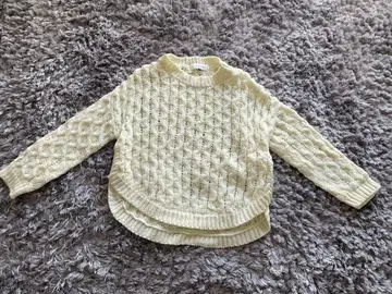 르쉘블루 38 화이트 케이블 짜임 긴팔 니트