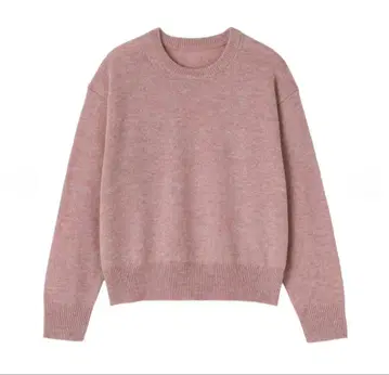 새상품 무인양품 워셔블 울 미들 게이지 크루넥 스웨터 핑크