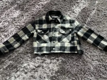 깅엄 체크 패턴 크롭 자켓