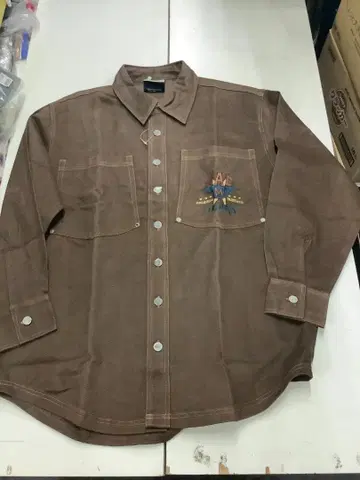 MAC JEANS 데님 브라운 셔츠 100% 코튼 XL