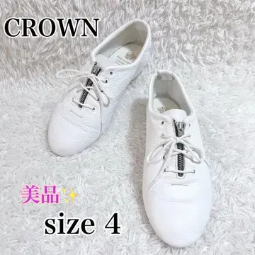새상품급 레어 CROWN 트래블 레이스업 슈즈 가죽 화이트