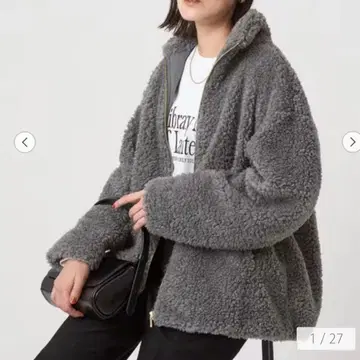 새상품 greenlabelrelaxing 보아 스탠드 카라 블루종 그레이