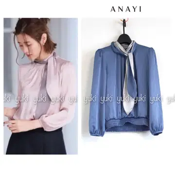 ANAYI 새틴 스무스 보타이 블라우스