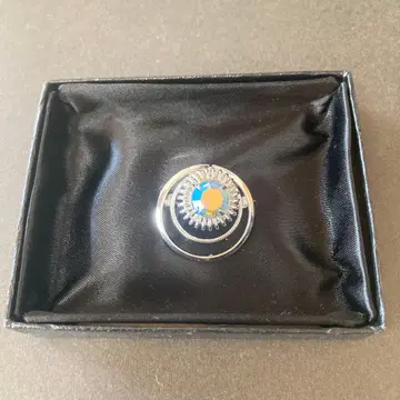 실버 원형 브로치 컬러풀 스톤