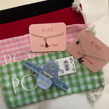 POTETE 스카이블루 BIG skinny 헤어 클립 하트