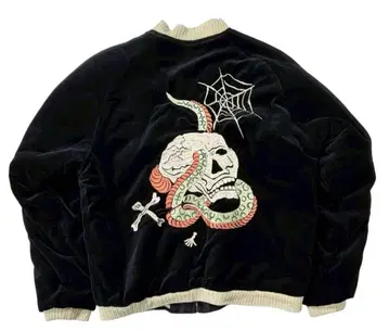 토요 홍콩상회 벨벳/새틴 충전솜 리버서블 스카잔 스컬 해골/매 특대형