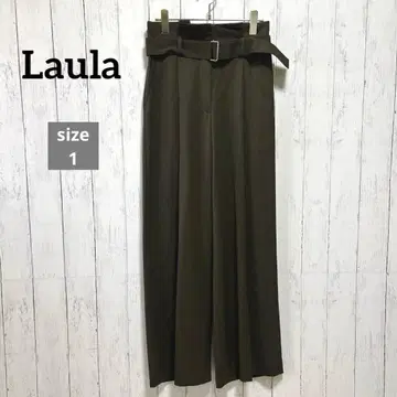 Laula 벨트 포함 하이웨스트 팬츠 카키 사이즈 1