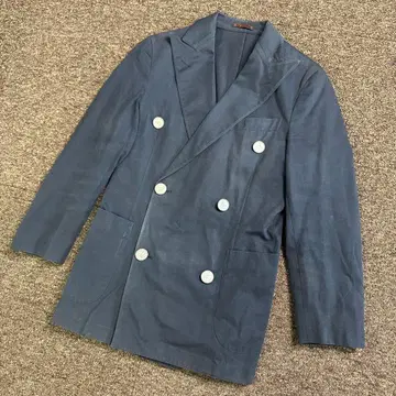 ETRO 에트로 더블 테일러드 자켓 은색 버튼 네이비 블레이저