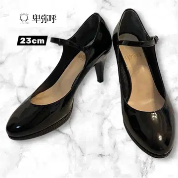 컨디션 최상 히미코 메리 제인 블랙 힐 23cm 스트랩