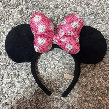 미니 마우스 머리띠 핑크 도트 스팽글