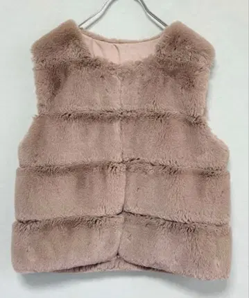 베스트 지레 리치 퍼 숏 베스트 (베이지) 프리 사이즈