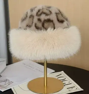 레오파드 무늬 퍼 버킷 햇