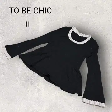 투 비 시크 긴팔 페플럼 니트 블랙 프릴 크루넥 울 혼방