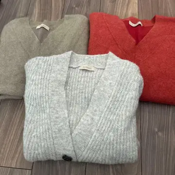 안데뮤 라쿤 니트 2점과 니트 가디건 1점 세트