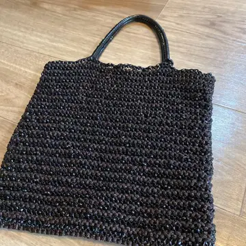 블랙 뜨개질 토트백