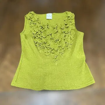 Sphilla 프릴 장식 옐로우 그린 탱크탑 M