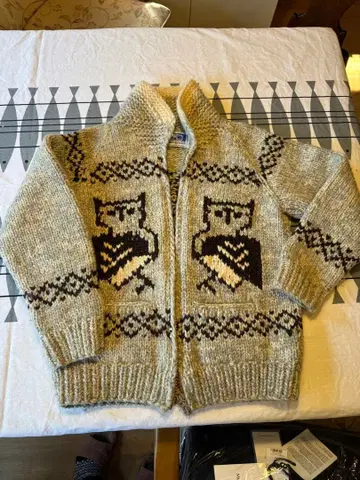 LONGHOUSE M 올빼미 패턴 집업 카우친 스웨터