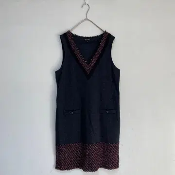 [INDIVI] V넥 원피스 모 100% 트위드 가을/겨울