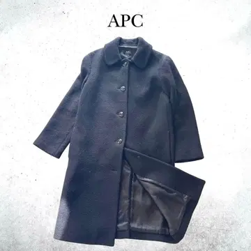 [ 고품질 ] APC 아페쎄 여성용 울 코트 롱 싱글 브레스티드 블랙