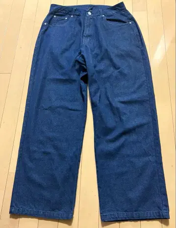 다크 블루 데님 와이드 팬츠