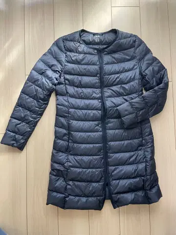 울트라 라이트 다운 롱 둥근넥 네이비 S