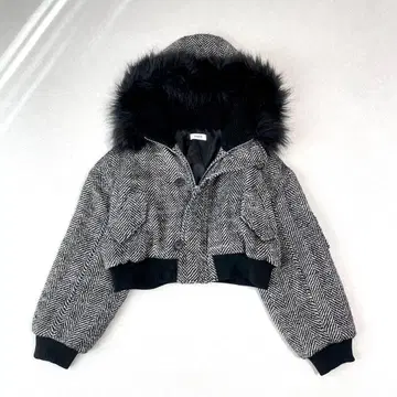 Y2K 헤이세이 갸루 EVRIS 트위드 N2B 블루종 봄버 자켓