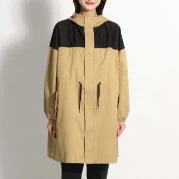 후드 부착 베이지/블랙 마운틴 후드티