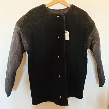 리버서블 보아 자켓 퀼팅 아우터 블랙