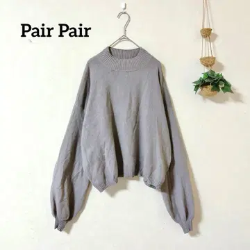Pair Pair 볼륨 슬리브 니트 스웨터 그레이지 모크넥