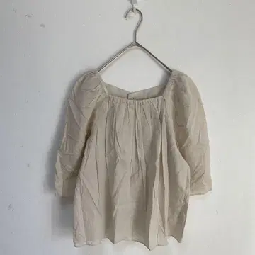 이에나/IENA] 스퀘어넥 블라우스 백버튼 5부 소매 면 린넨 일본제